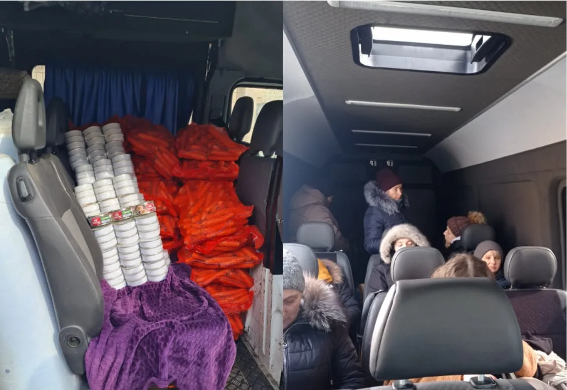 Vans packed with food from Rivne oblast en route to Zaporizhia, Kyiv, Mykolaiv and Donetsk oblasts, returning with women, children and the elderly fleeing the war. Sulamita transferred more than $30,000 to churches in Rivne and Zhytomyr oblasts for food and fuel.