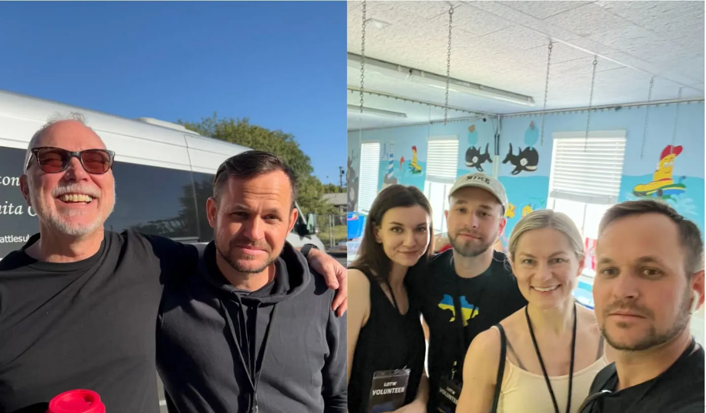 Slavik collaborating with volunteers to provide refugees with accommodations, showers, food, and transportation from the San Diego/Tijuana border to transitional centers, airports, local churches and out-of-state locations.