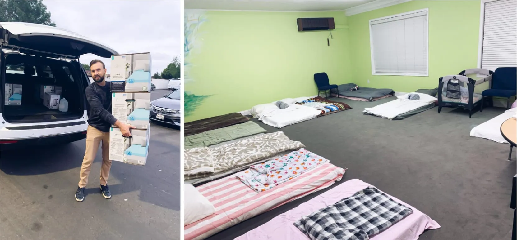 Igor working to set up a transitional center for refugees arriving from the San Diego/Tijuana border checkpoint.